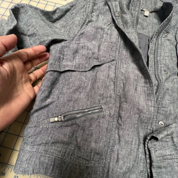 ATHLETA Navy Linen Cropped Jacket Heather gray S - Picture 5 of 6